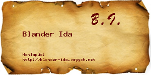 Blander Ida névjegykártya